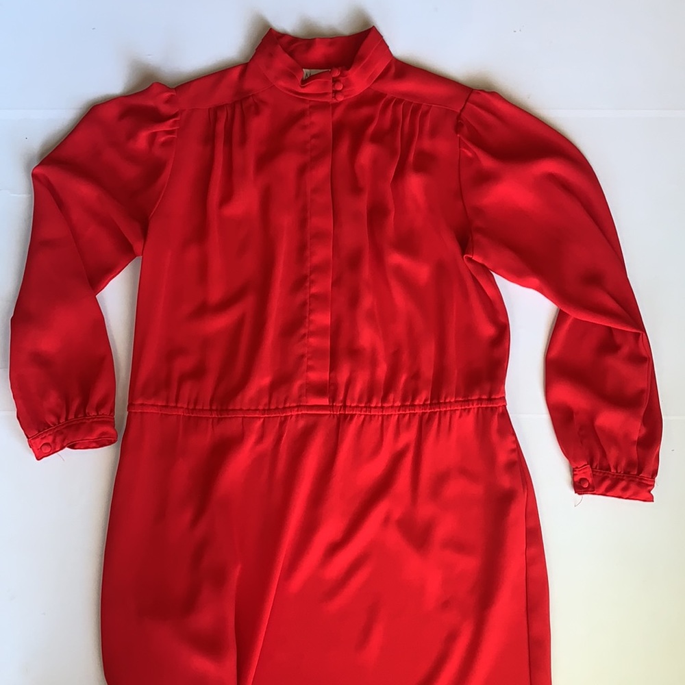 Ms. Chaus Vintage Red Sheer Dress Size 14 - Picture 2 of 10